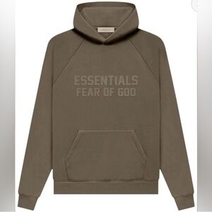 Essentials Fear of God Hoodie – Size L – Taupe/Brown in like-new condition